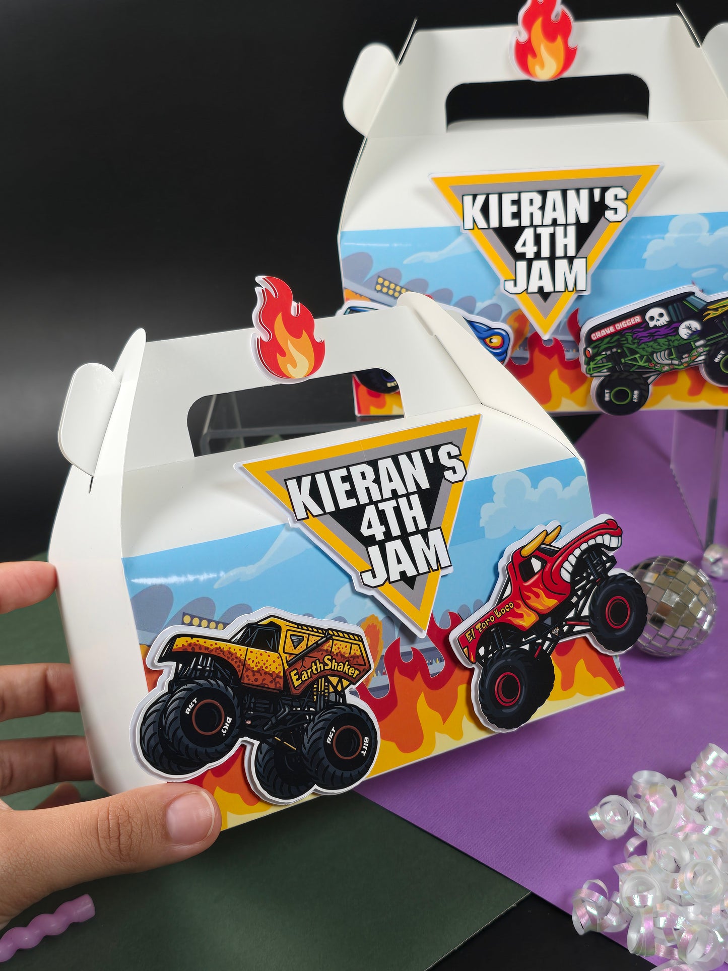 Monster Jam Gable boxes, Monster Jam party favors , Monster Jam birthday theme