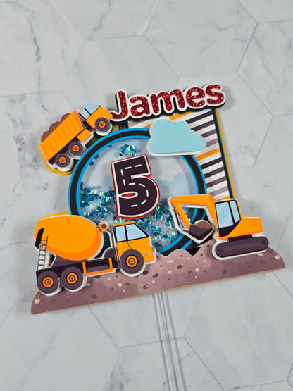 Construction cake topper, Excavator theme party, Construction birthday party