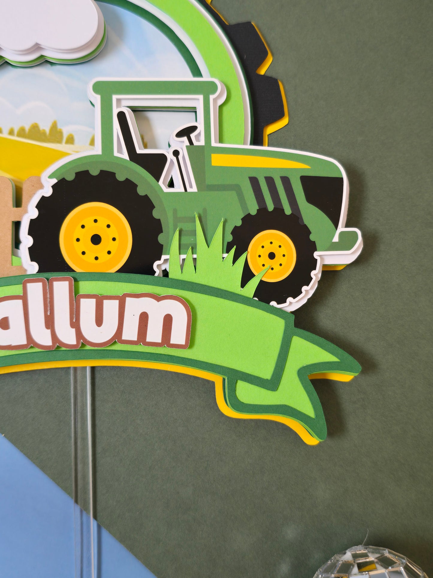 Tractor cake topper, Tractor / Farm theme party, Green Tractor birthday party