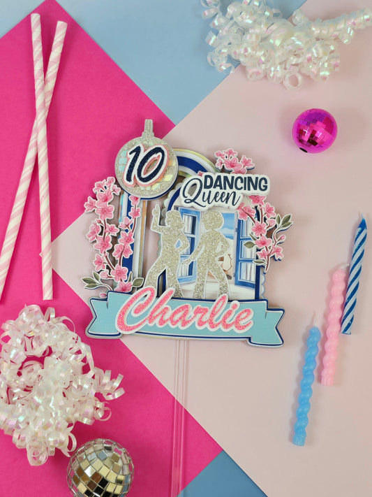 Mamma mia inspiredcake topper, Dancing queen Cake topper, Greek cake topper