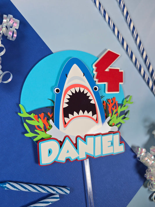 Shark Cake topper, Shark cake decor, Sharks birthday party