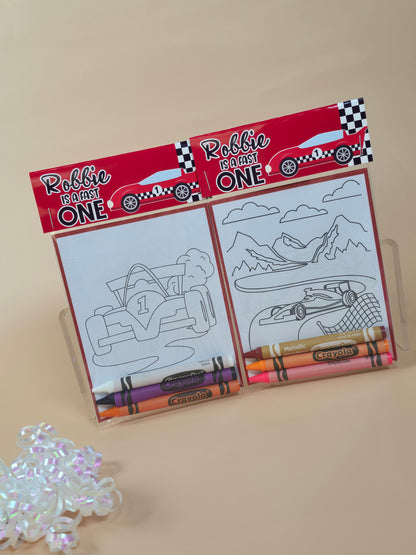Race car coloring books Formula 1 coloring pages Race cars party favors fast one birthday theme party