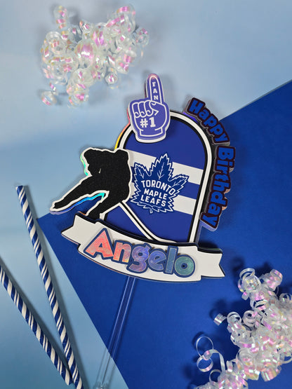 Maple Leaf Toronto Cake topper, Hockey party theme, Hockey cake topper