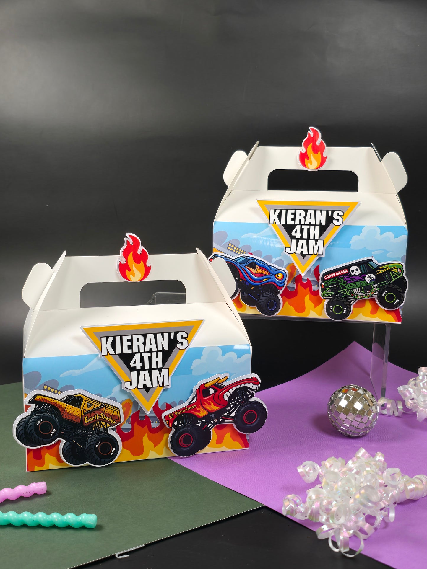 Monster Jam Gable boxes, Monster Jam party favors , Monster Jam birthday theme