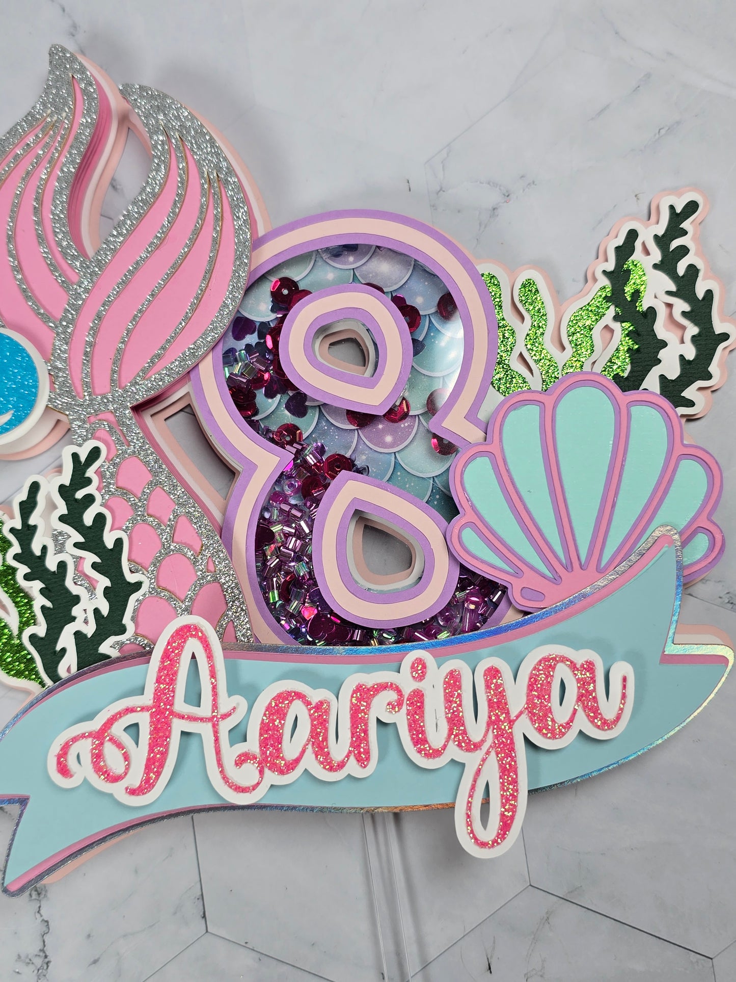 Mermaid cake topper, Under the sea party decoration, Mermaid birthday theme