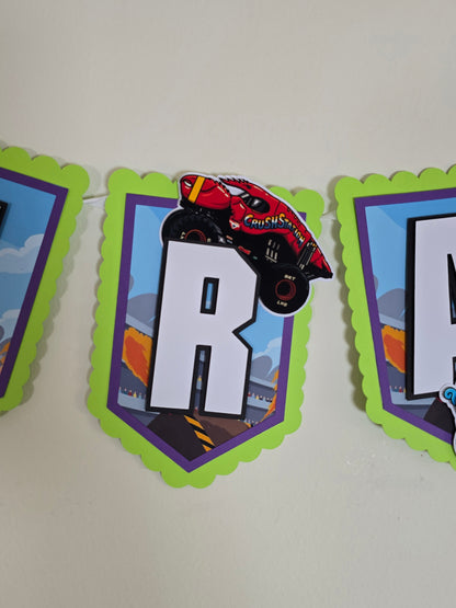 Monster Jam banner, Monster Jam theme banner, Monster Jam party decoration