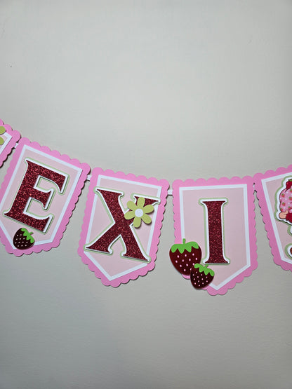 Strawberry shortcake banner, Strawberry shortcake theme banner, Strawberry shortcake party decoration