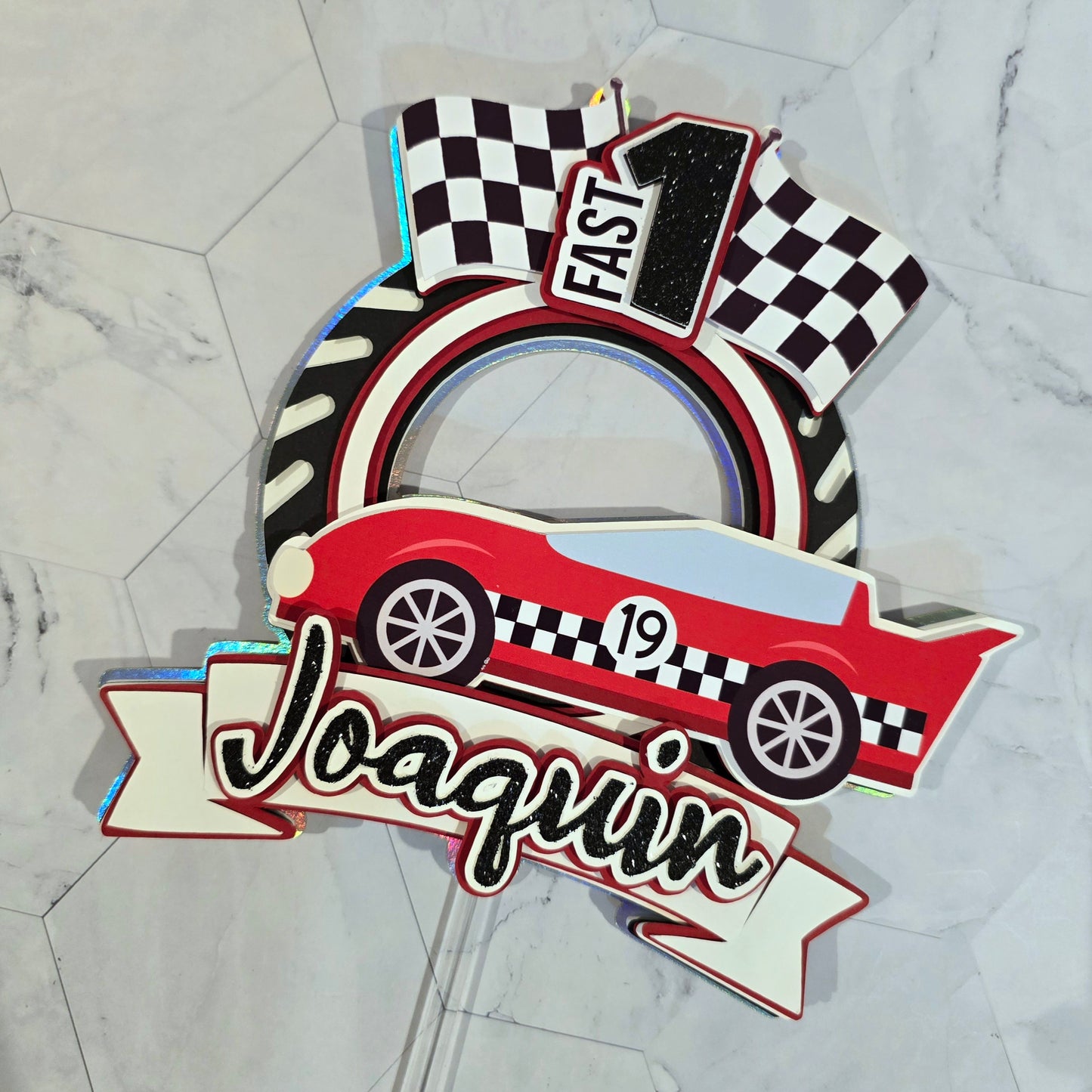 Race Car Cake topper, One fast birthday, Race cars Fast one party theme