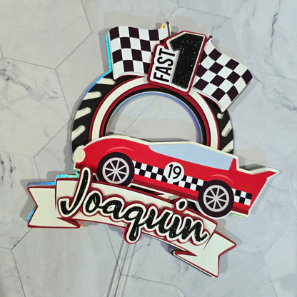 Race Car Cake topper, One fast birthday, Race cars Fast one party theme