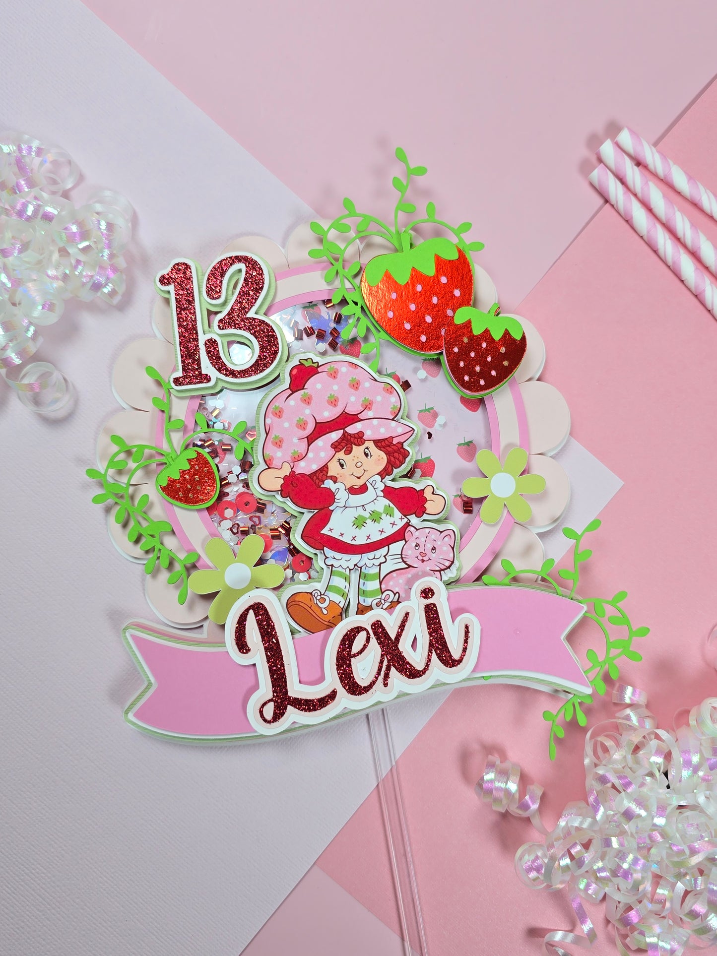 Strawberry shortcake Cake topper,  Strawberry shortcake birthday