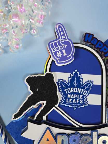 Maple Leaf Toronto Cake topper, Hockey party theme, Hockey cake topper