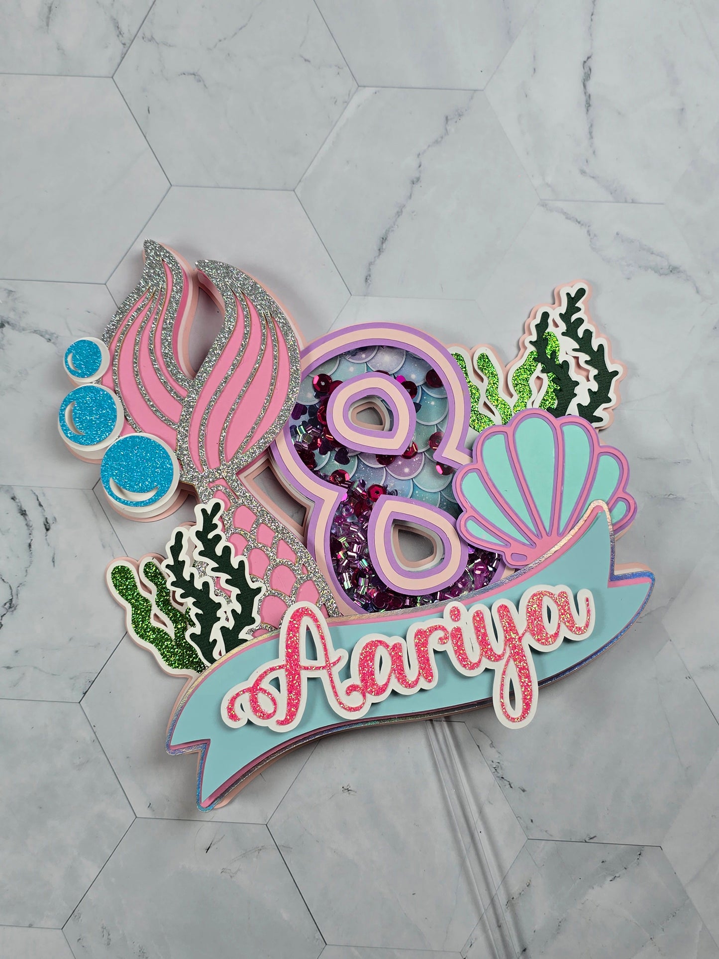 Mermaid cake topper, Under the sea party decoration, Mermaid birthday theme
