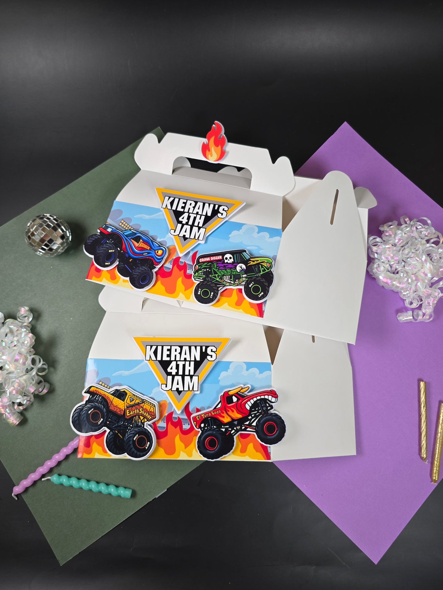 Monster Jam Gable boxes, Monster Jam party favors , Monster Jam birthday theme