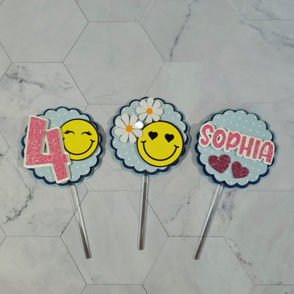 Happy Faces Cupcake Topper, Smiley face cupcake decor