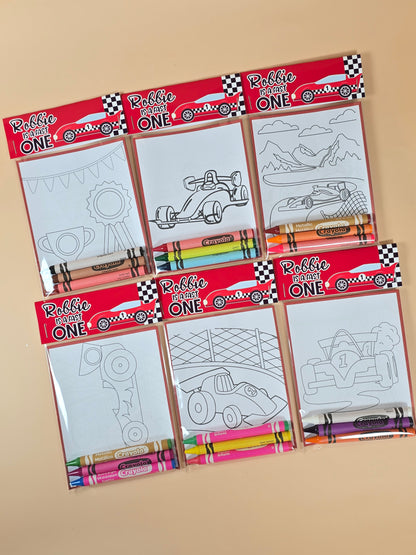 Race car coloring books Formula 1 coloring pages Race cars party favors fast one birthday theme party