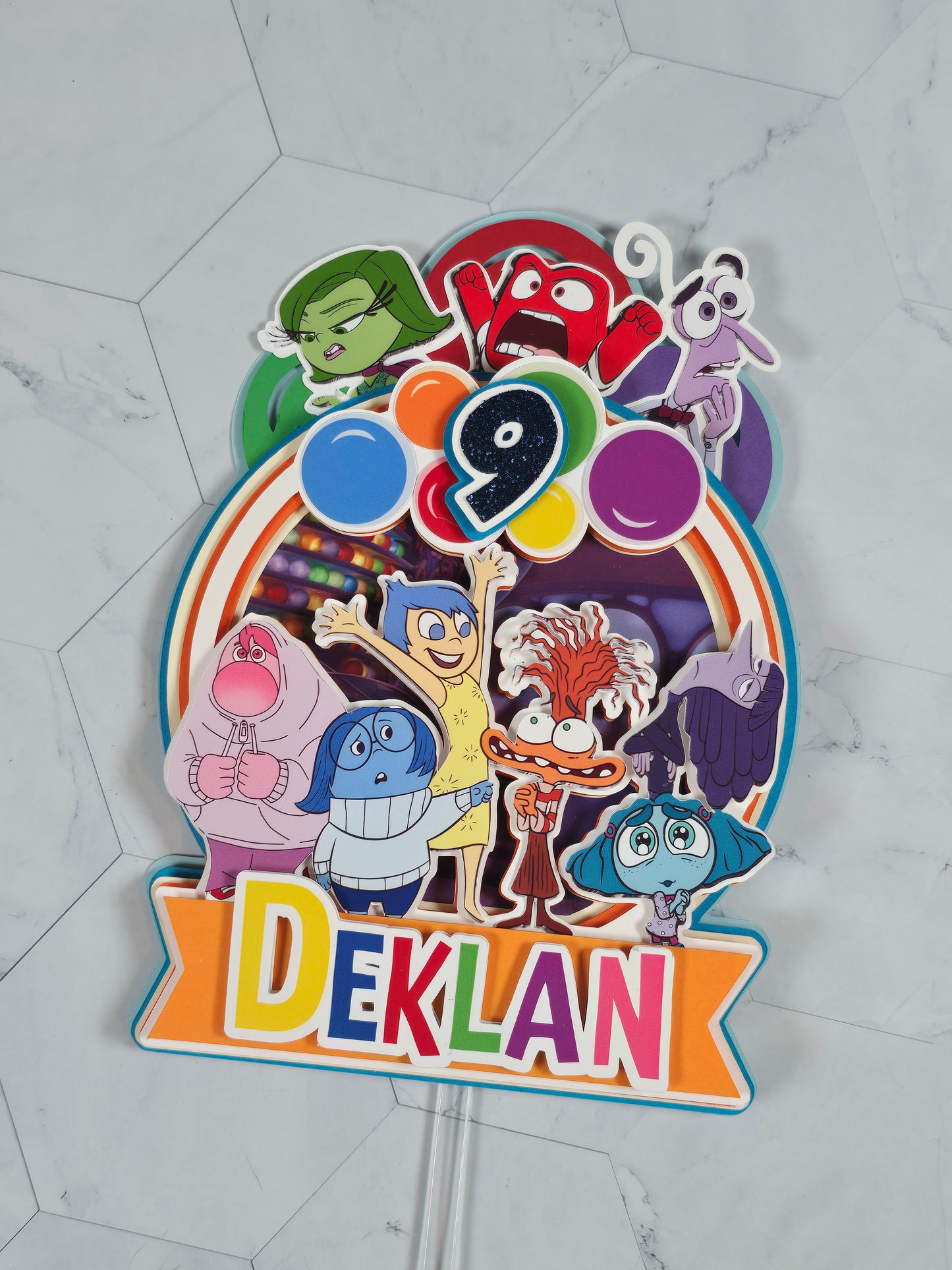 Inside Out  Cake topper, Inside Out birthday party theme, Inside Out cake decor