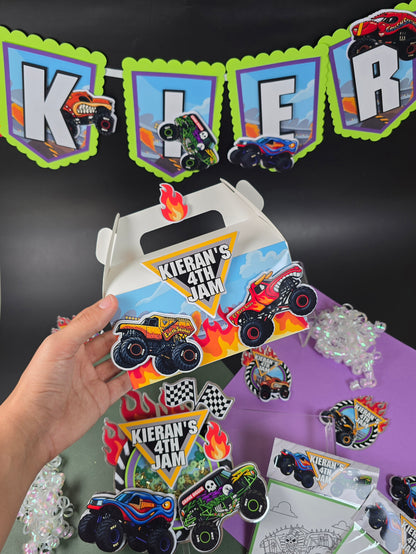 Monster Jam Gable boxes, Monster Jam party favors , Monster Jam birthday theme