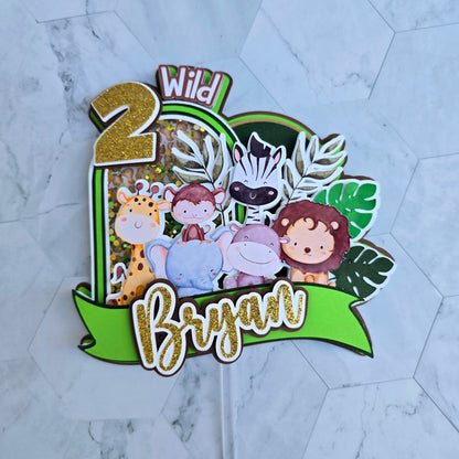 Two wild Cake topper, Safari Cake topper, Animals cake topper