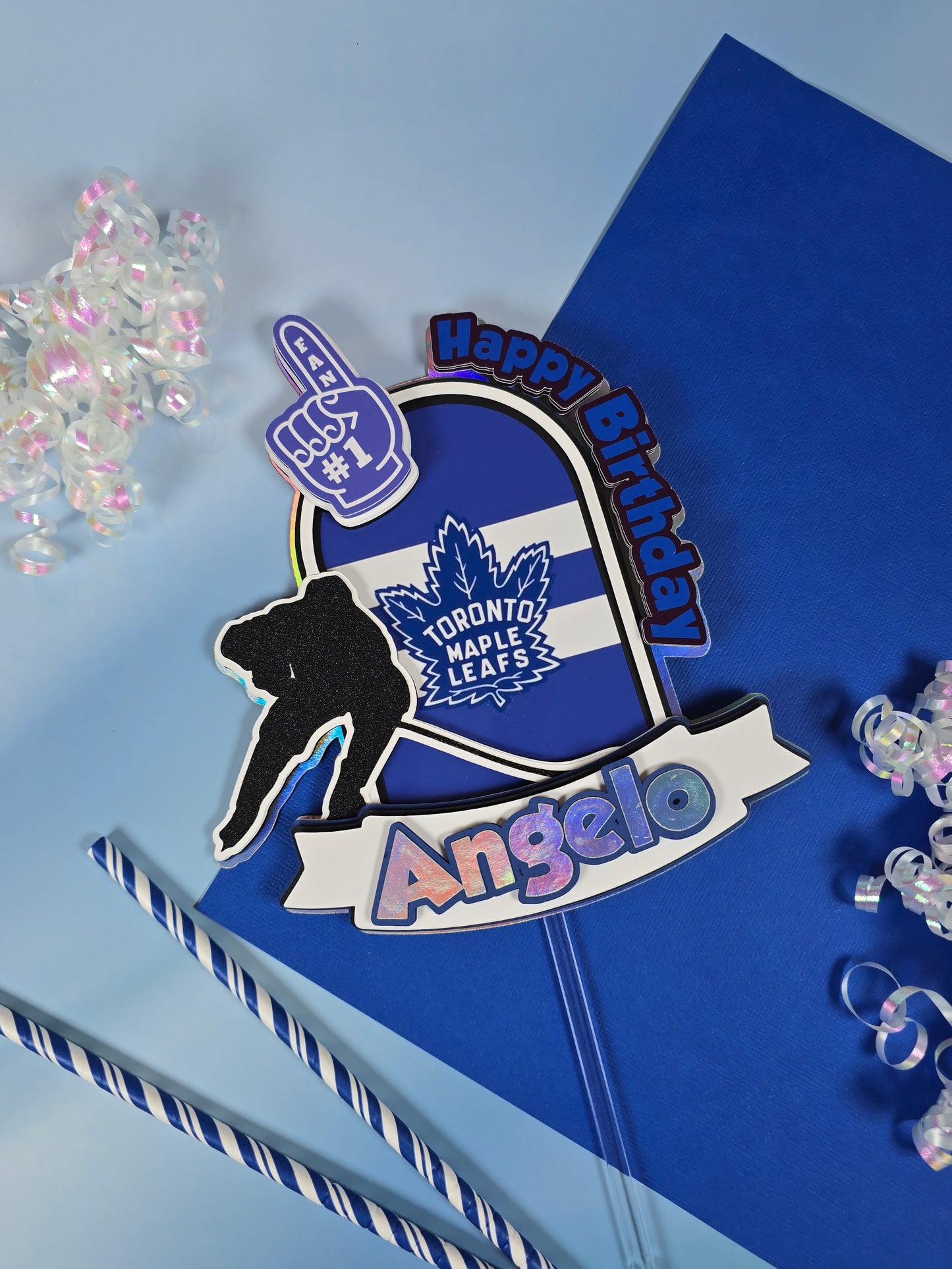 Maple Leaf Toronto Cake topper, Hockey party theme, Hockey cake topper