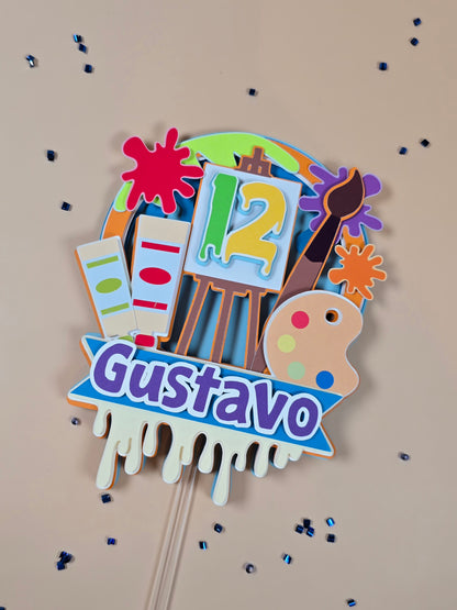 Art Theme inspired cake topper, Paint palettes cake topper, Artist birthday party