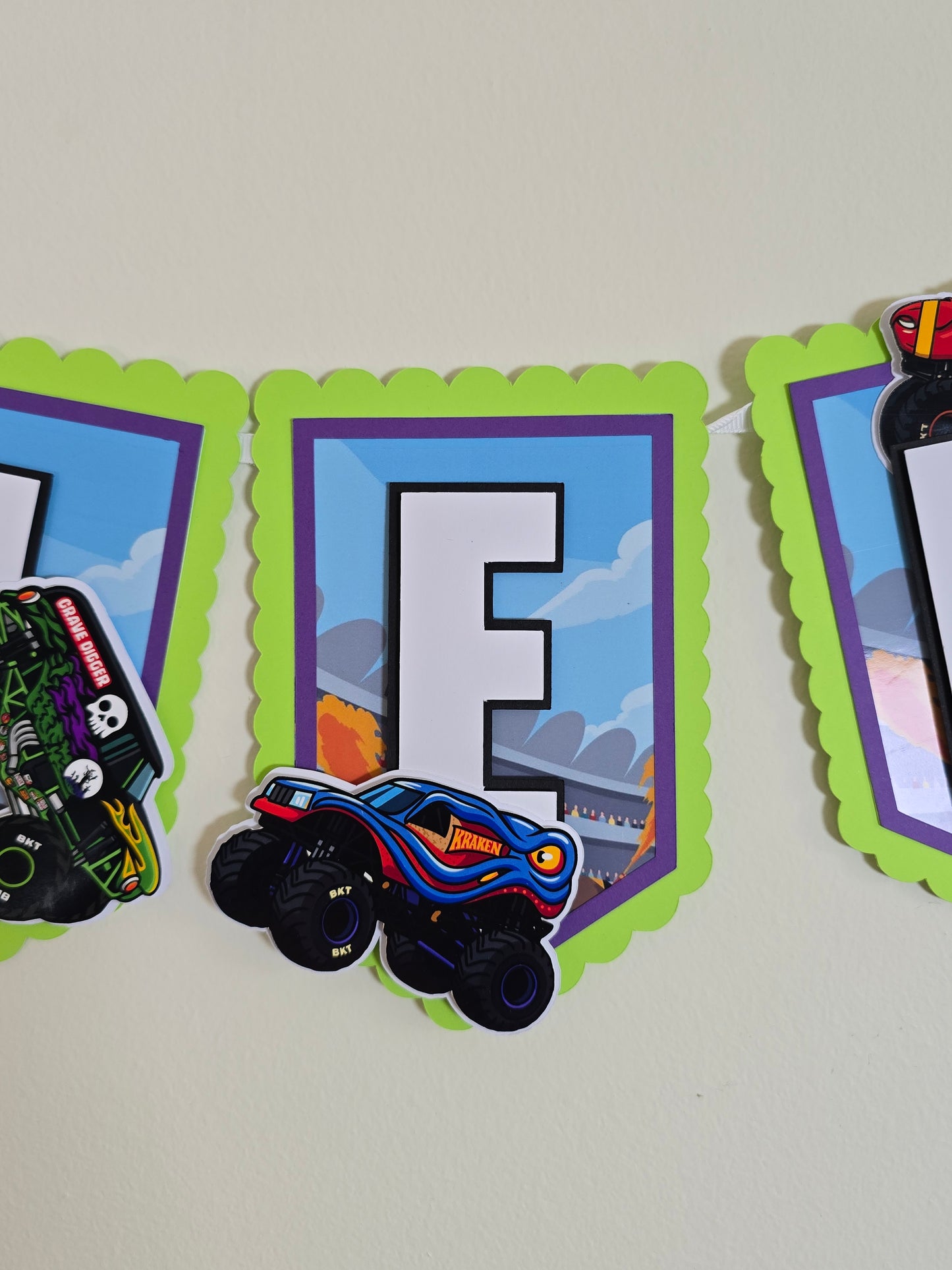 Monster Jam banner, Monster Jam theme banner, Monster Jam party decoration