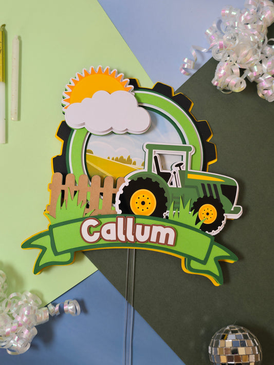 Tractor cake topper, Tractor / Farm theme party, Green Tractor birthday party
