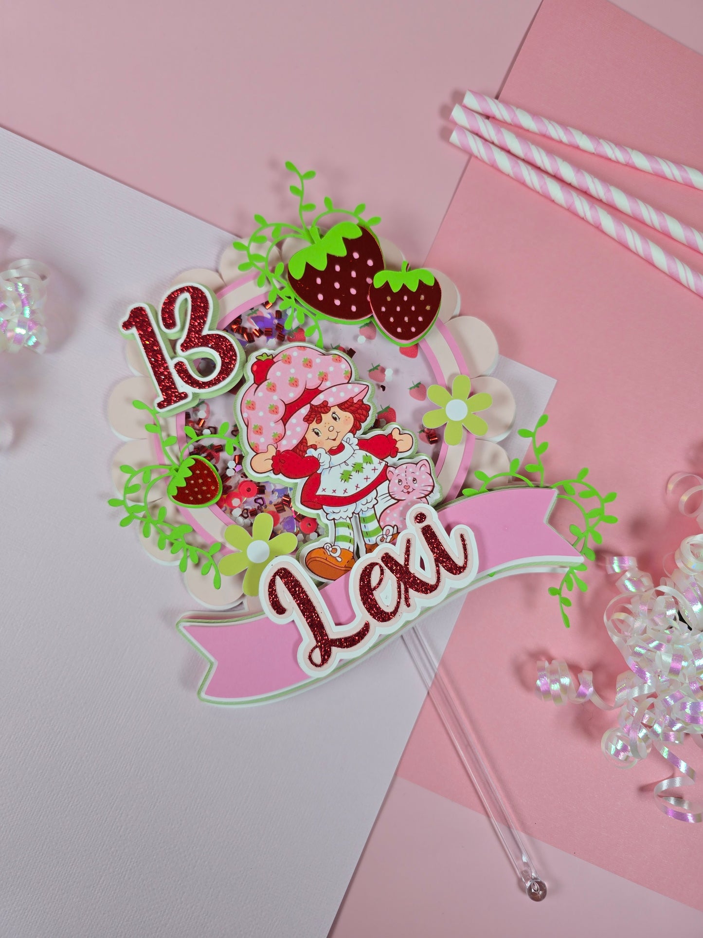 Strawberry shortcake Cake topper,  Strawberry shortcake birthday
