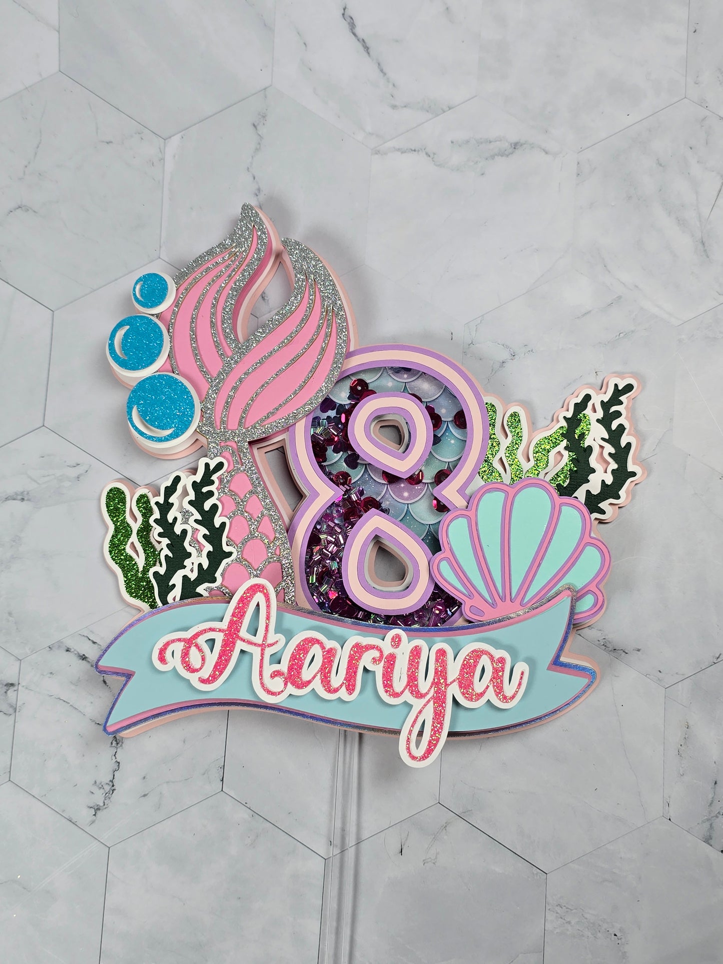 Mermaid cake topper, Under the sea party decoration, Mermaid birthday theme