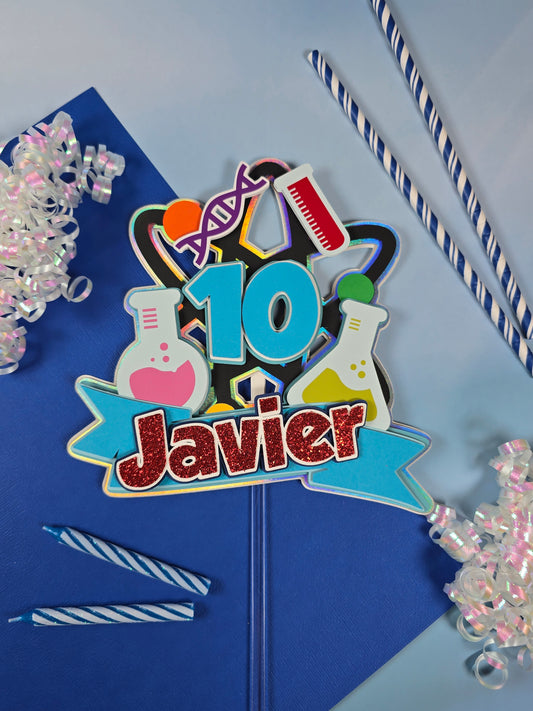 Science Cake topper Scientist birthday party Science birthday theme