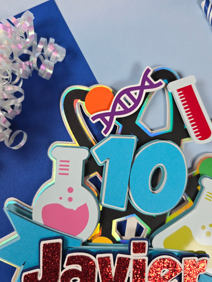 Science Cake topper Scientist birthday party Science birthday theme