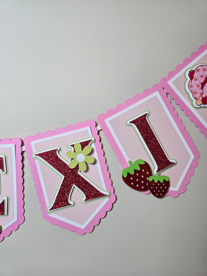 Strawberry shortcake banner, Strawberry shortcake theme banner, Strawberry shortcake party decoration