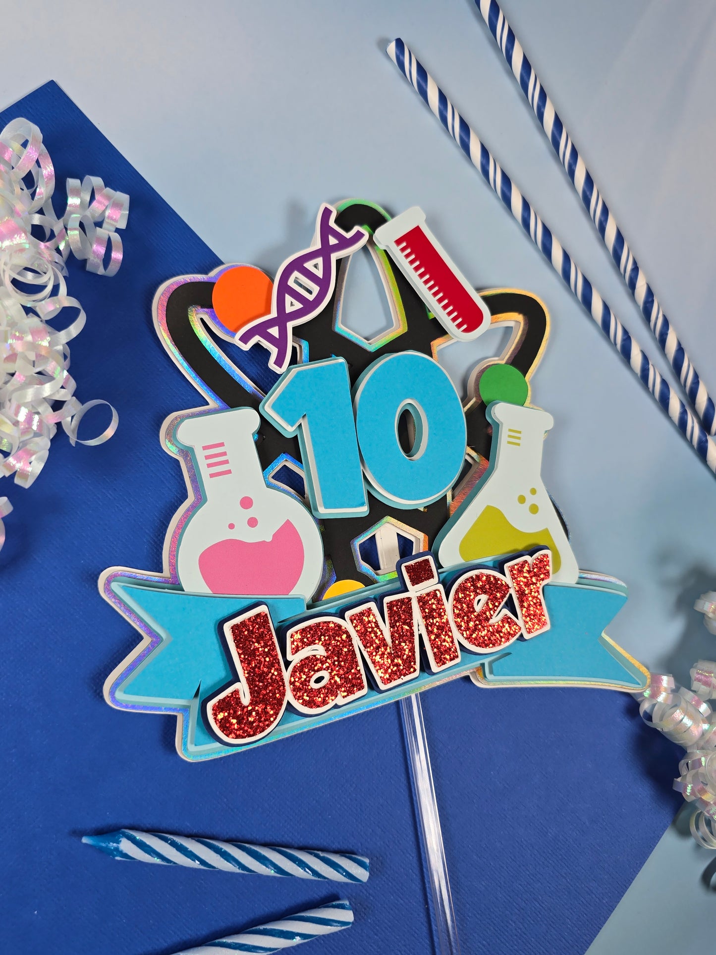 Science Cake topper Scientist birthday party Science birthday theme
